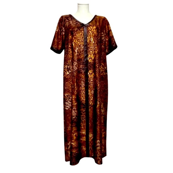 Animal print stretchy v neck retro Muu Muu size 18 - Picture 1 of 7